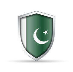 Pakistan Flag Glossy Shield Icon