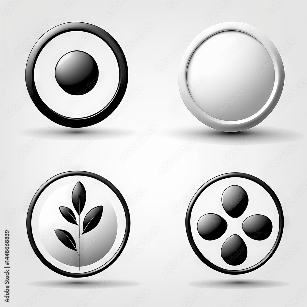 Poster vector realistic set of buttons on white background
