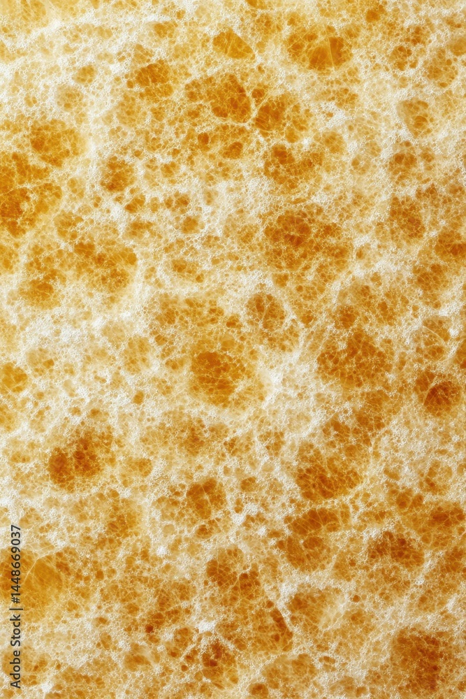 Poster abstract close up of a porous yellow sponge texture with intricate patterns and organic feel capturi