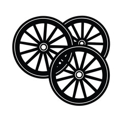 Fototapeta premium big wooden wheels of a chariot