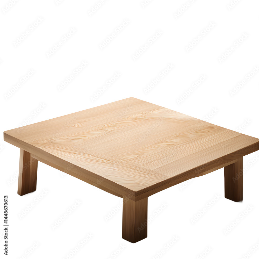 Aufkleber japanese low cedar wood chabudai table, isolated on a empty plain background