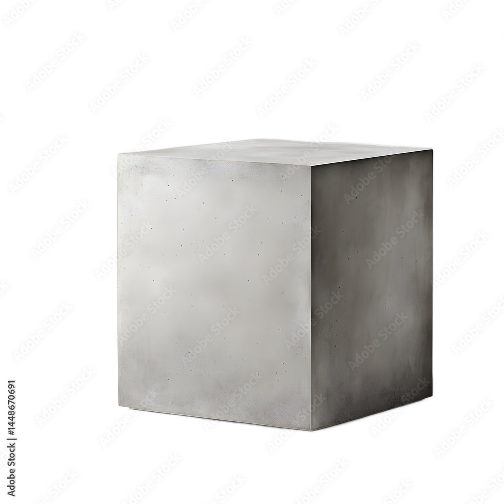 Fototapete Minimalist concrete cube end table, isolated on a empty plain background