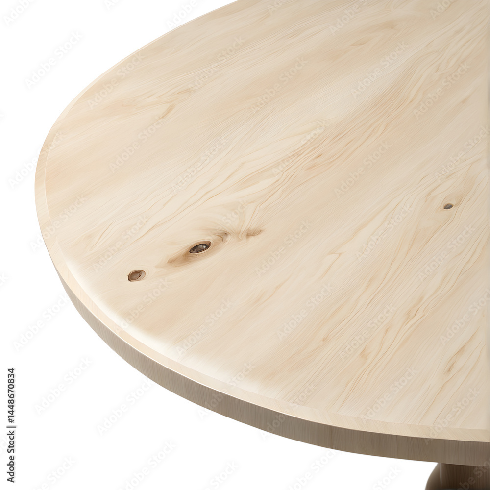Aufkleber scandinavian light birch wood oval dining table, isolated on a empty plain background