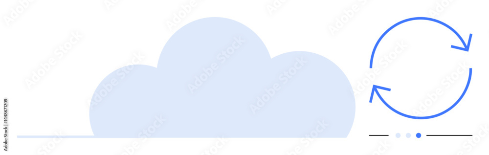 Poster large cloud icon with blue circular arrows showing synchronization and update. ideal for cloud stora