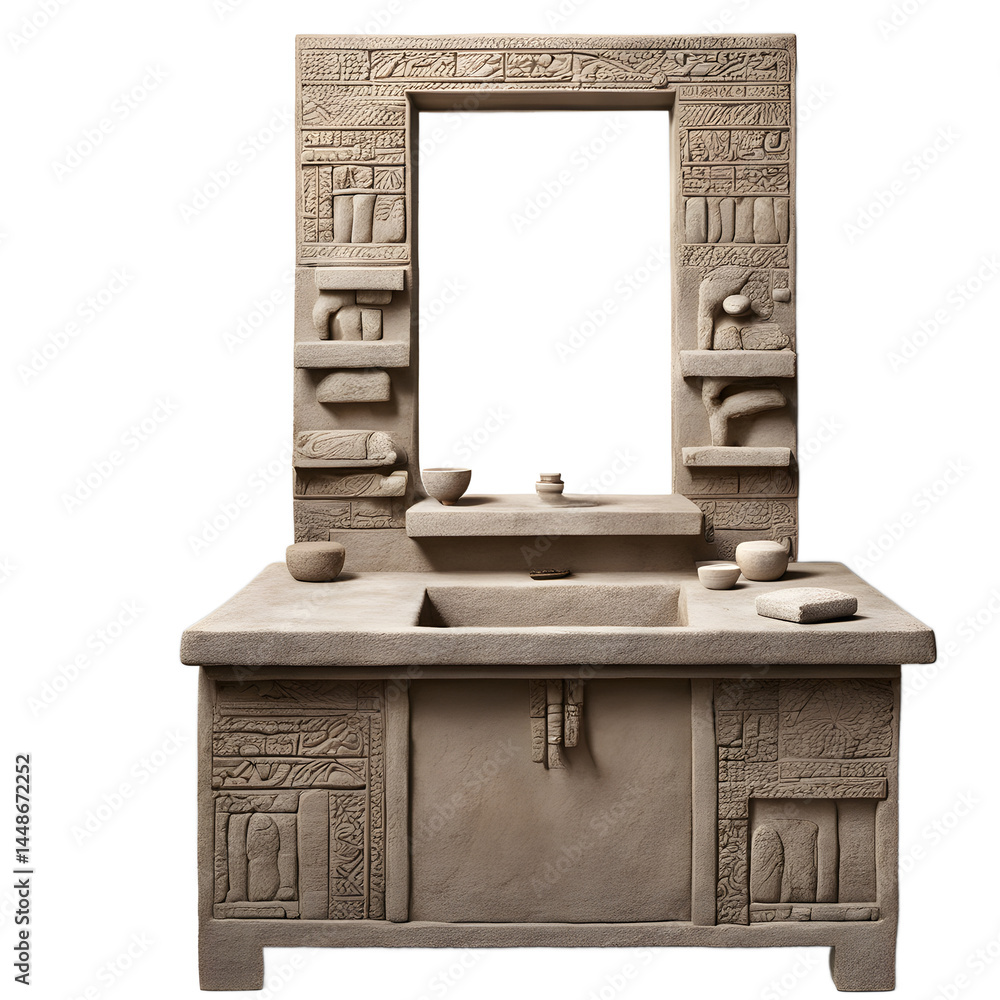 Leinwandbilder ancient mesopotamian mudbrick vanity with primitive shape, isolated on a empty plain background