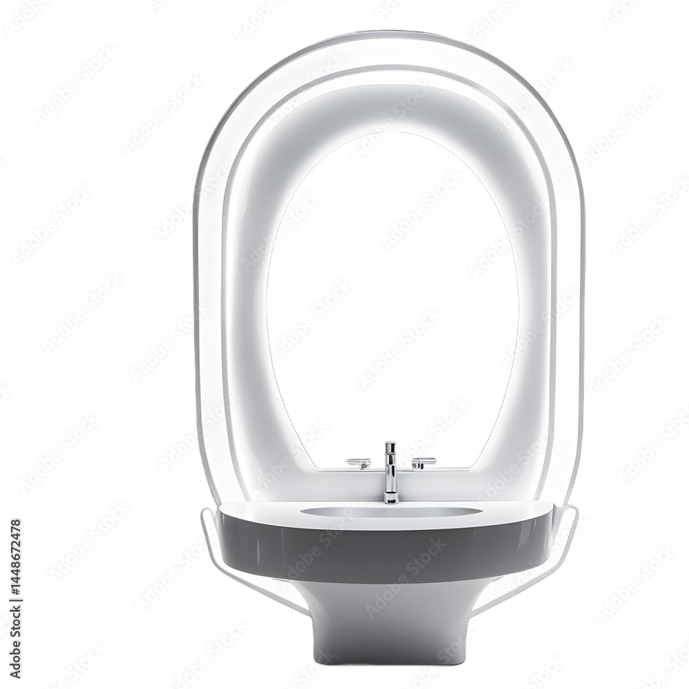 Aufkleber space age molded polyurethane vanity with integrated neon lights, isolated on a empty plain backgrou