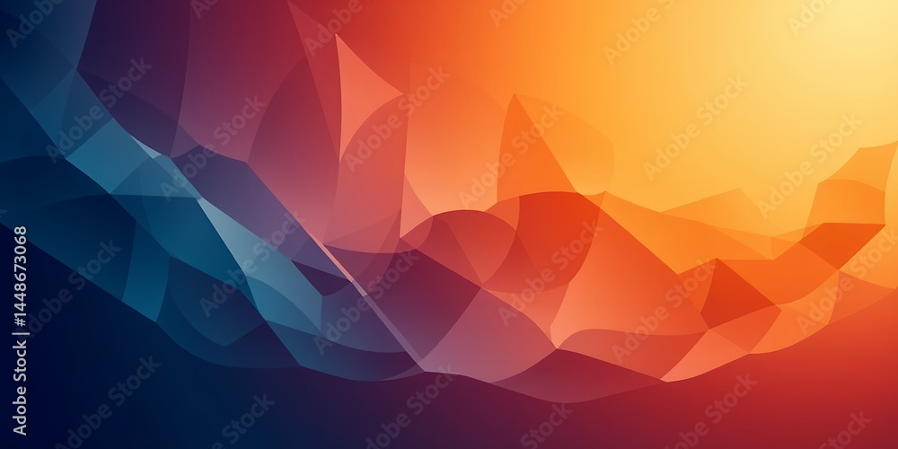 Poster abstract polygonal background with blue orange and red gradient color scheme design art