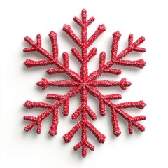 Red Glitter Snowflake with Festive Winter Design.