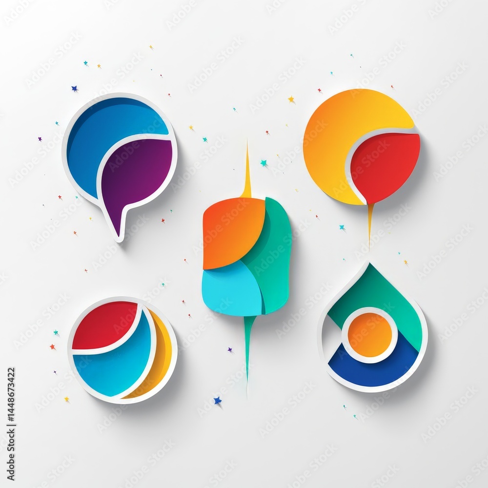 Poster set of colorful bubbles with different color shapes. vector design template for advertising