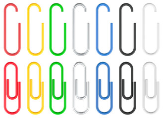Colored Paper Clips with PVC Coated on the sheet, 3D rendering isolated on transparent background