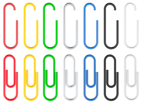 Colored Paper Clips with PVC Coated on the sheet, 3D rendering isolated on transparent background