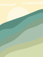 Obraz premium Adobe Illustrator Artwork, Landscape poster for interior decoration in minimalist style. vector illustration flat design