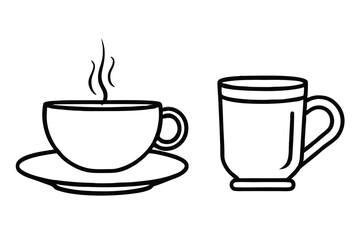 coffee cup line sketch tea icon vector illustration