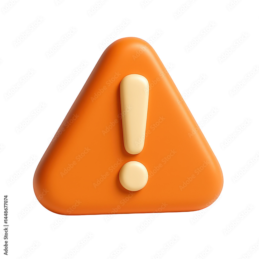 Poster smooth orange triangle alert symbol with soft edges, featuring a cream exclamation point signaling c