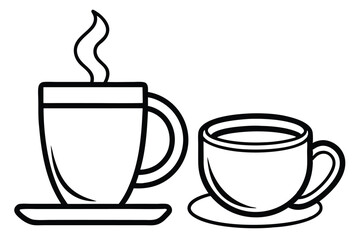 coffee cup line sketch tea icon vector illustration