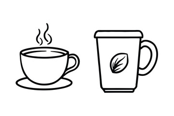 coffee cup line sketch tea icon vector illustration