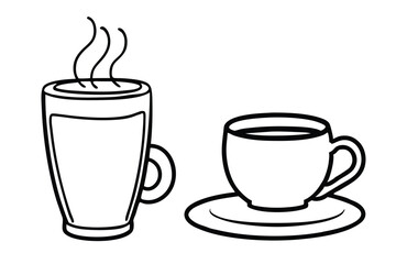 coffee cup line sketch tea icon vector illustration