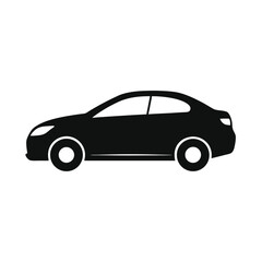 Adobe IlluCar Silhouette Icon, Compact Sedan Side View Vector on White Backgroundstrator Artwork