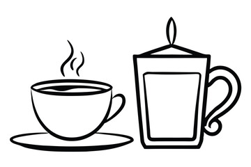 coffee cup line sketch tea icon vector illustration