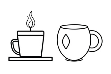 coffee cup line sketch tea icon vector illustration
