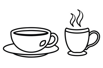 coffee cup line sketch tea icon vector illustration