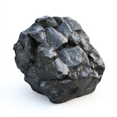 Obraz premium Rough Black Coal Lump with Isolated on White.