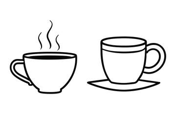 coffee cup line sketch tea icon vector illustration