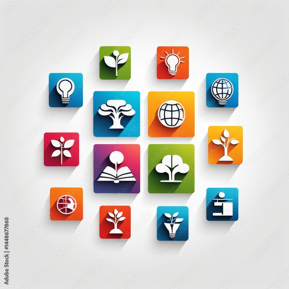 Poster vector set of icons with different signs and symbols