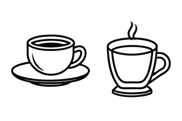 coffee cup line sketch tea icon vector illustration