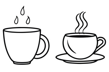 coffee cup line sketch tea icon vector illustration