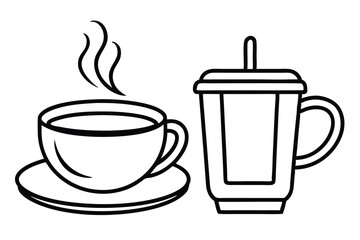 coffee cup line sketch tea icon vector illustration