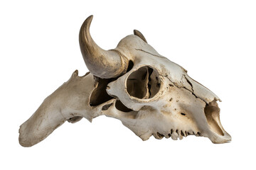 Isolated Animal Skull with Horn