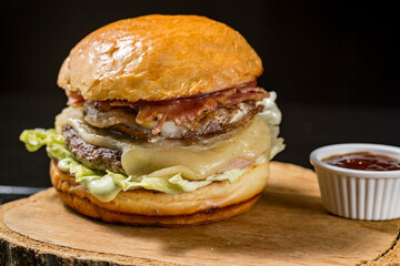 hamburger with french fries