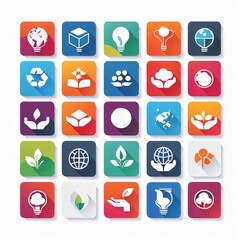 environmental icons set, isometric 3d style