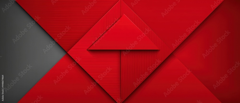 Poster geometric composition with red and gray triangles creating a modern abstract background with a textu