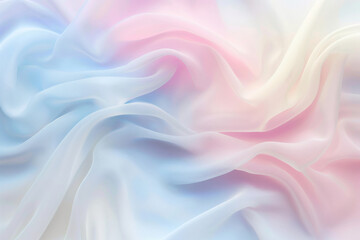 Soft pastel fabric drapes creating a gentle flow of shades in a serene arrangement