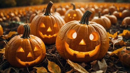 Obraz premium A group of jack-o’-lanterns
