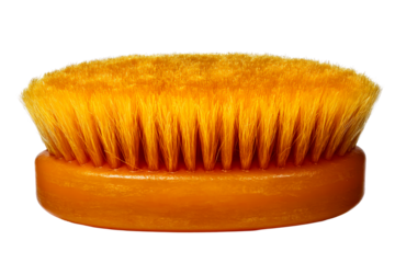 Bright yellow brush with soft bristles for cleaning tasks