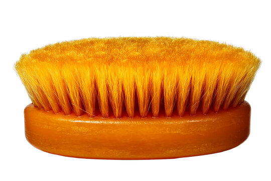 Bright yellow brush with soft bristles for cleaning tasks