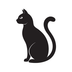 Cat sitting with grace in silhouette art