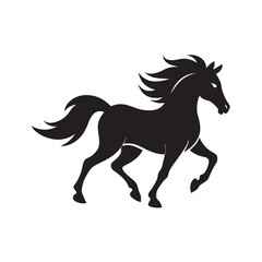 Horse running with flowing mane silhouette