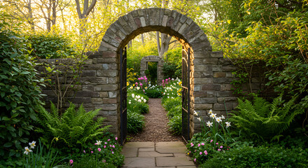 Enchanting Gateway To An Idyllic Garden View Of Serene Beauty Landscape