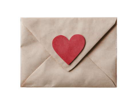 Love letter envelope with red heart seal for romantic occasions
