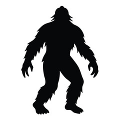 Fototapeta premium Mysterious Bigfoot Silhouette Cryptid Legend in Black and White