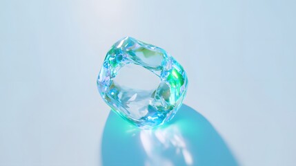 Abstract Turquoise Blue Liquid Crystal Gemstone, 3D Render