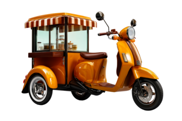 Vintage three wheeled scooter with coffee cart design