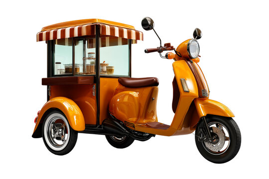 Vintage three wheeled scooter with coffee cart design