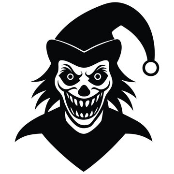 recommend clip art: Sinister Jester Halloween Illustration Spooky Scary Clown Design