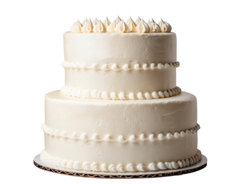 Elegant three tier cake for weddings or celebrations, cut out