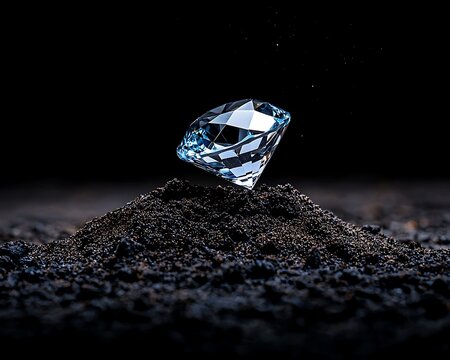 Pristine diamond resting on dark earth